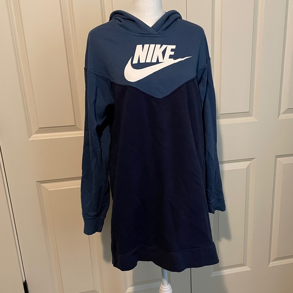 Nike Women’s Navy Blue Hoodie Sweatshirt Dress Medium